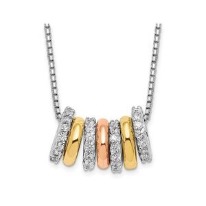 Sterling Silver Multi-Circle Pendant Necklace with Synthetic Cubic Zirconias